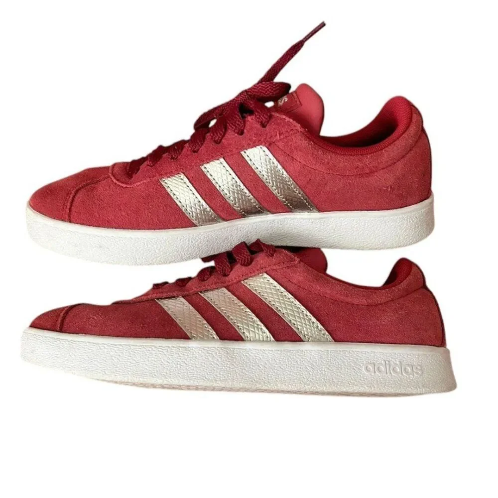 Adidas VL Court 2.0 Skateboarding Shoe Active Maroon/Platinum Metallic Size 6